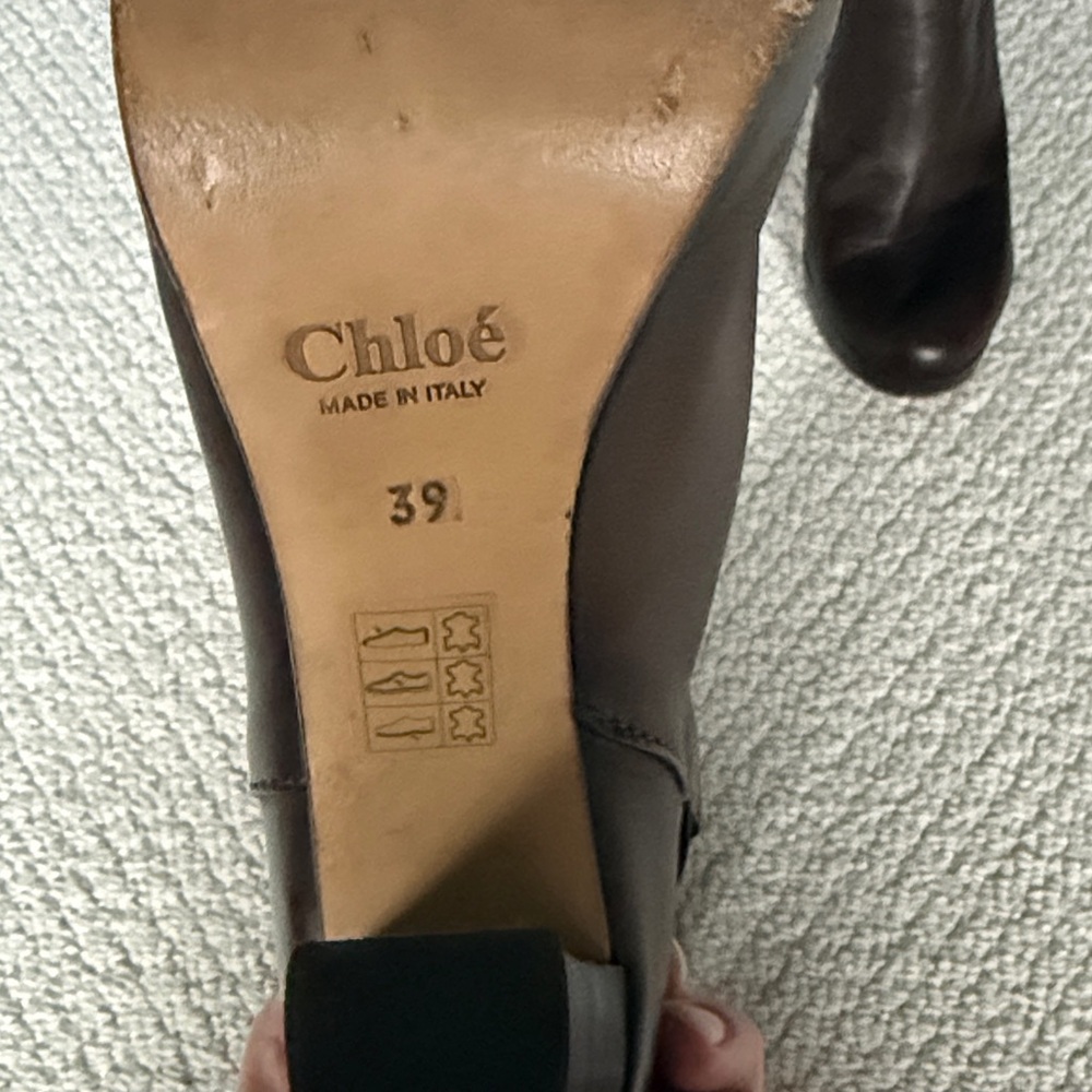 Chloe Rich Brown Leather Heeled Boots - Picture 2 of 6